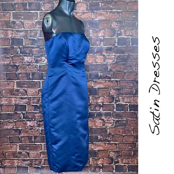 Watters & Watters Strapless Satin Evening Gown Formal Dress Size 10 Prom Wedding - Picture 2 of 6
